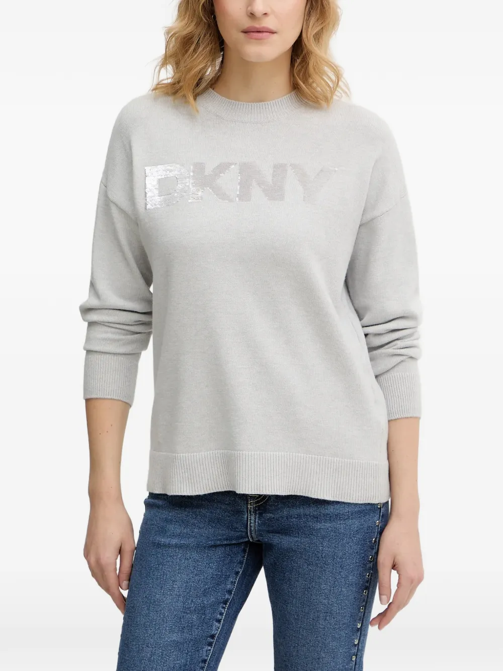 DKNY sequin-logo sweater - Grau