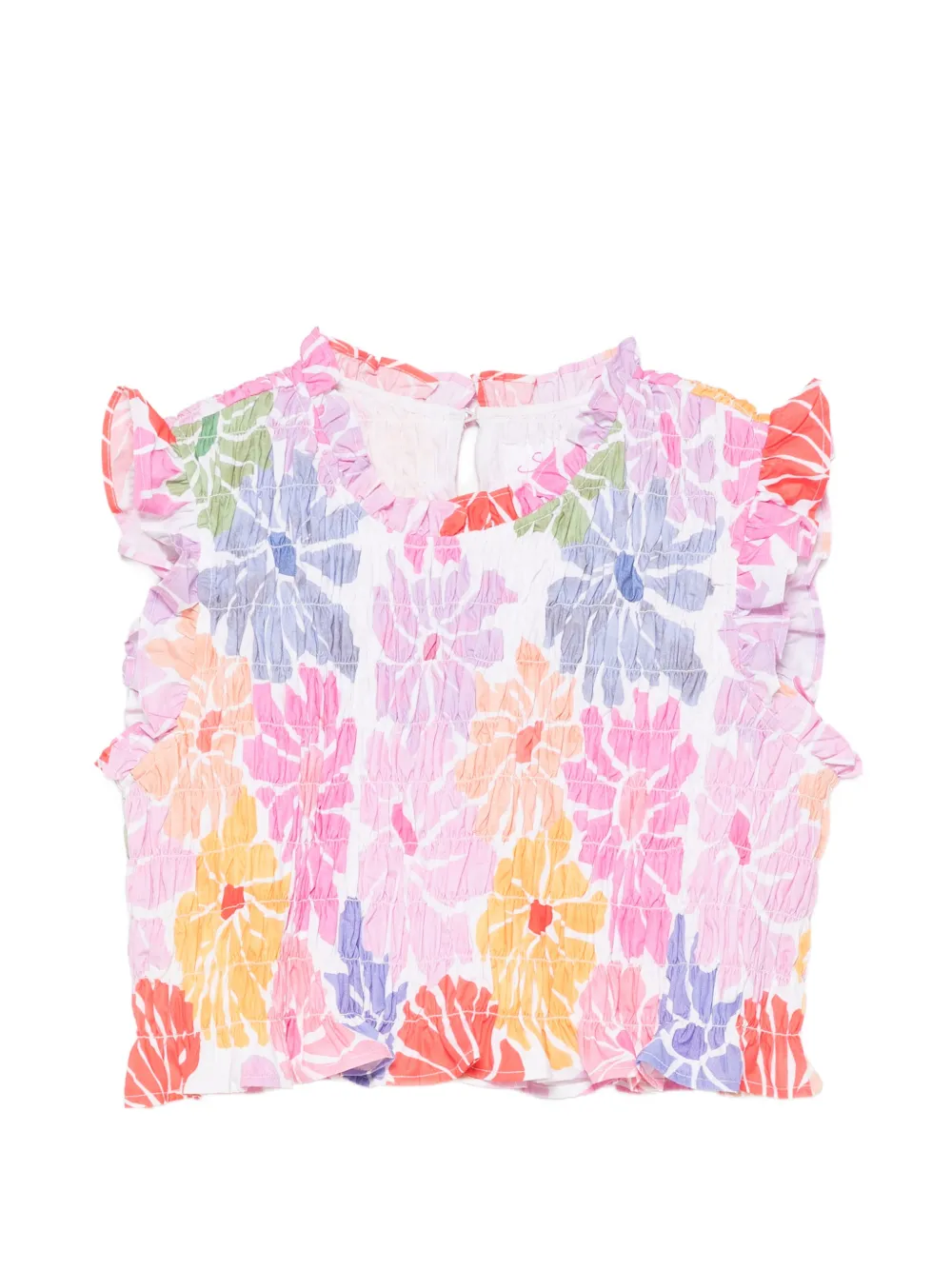 Sundress Malone floral-print smocked top - Bianco