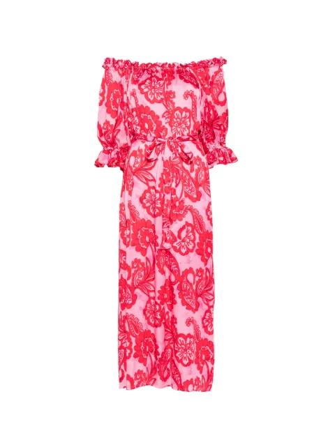 Sundress Paolina paisley-print off-shoulder midi dress