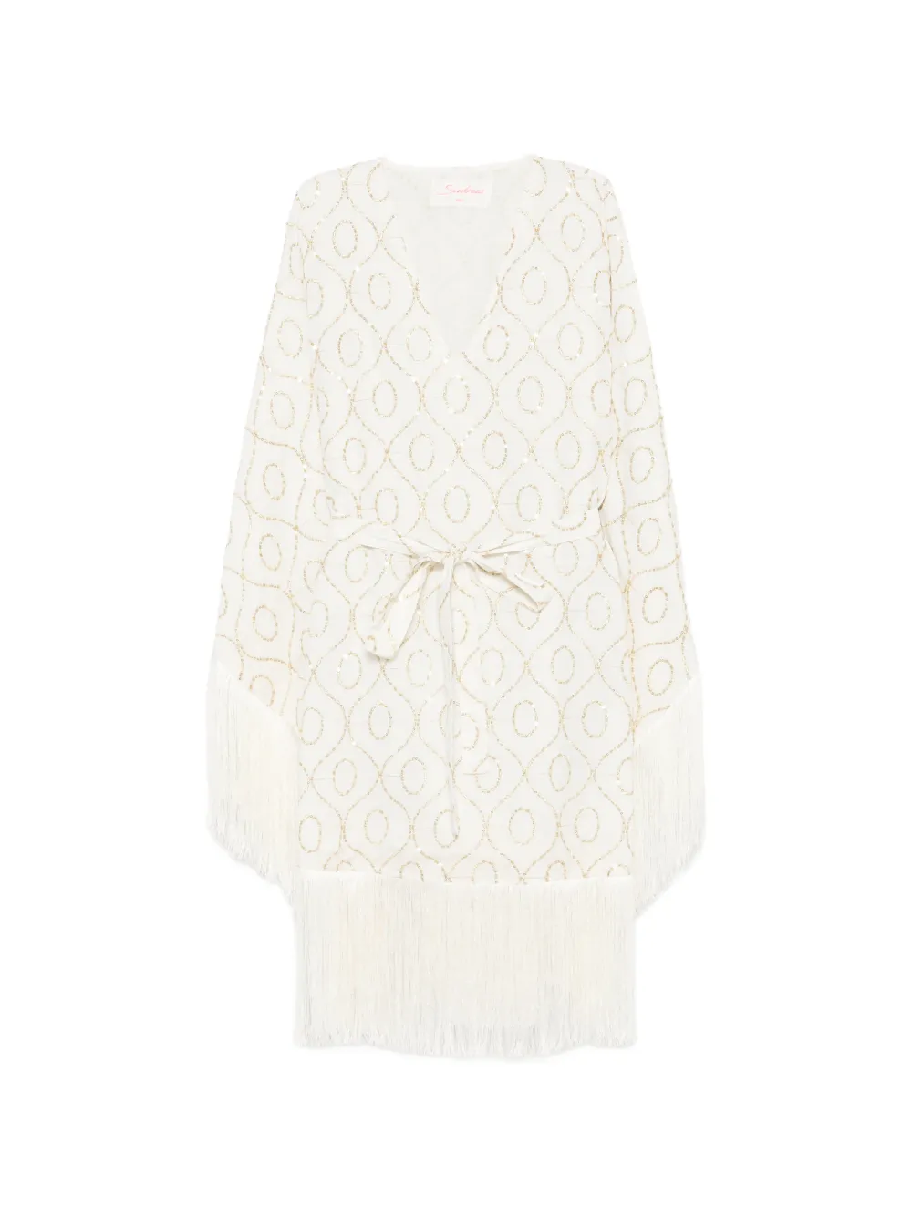 Sundress Fringed-embellishment Midi Dress In White