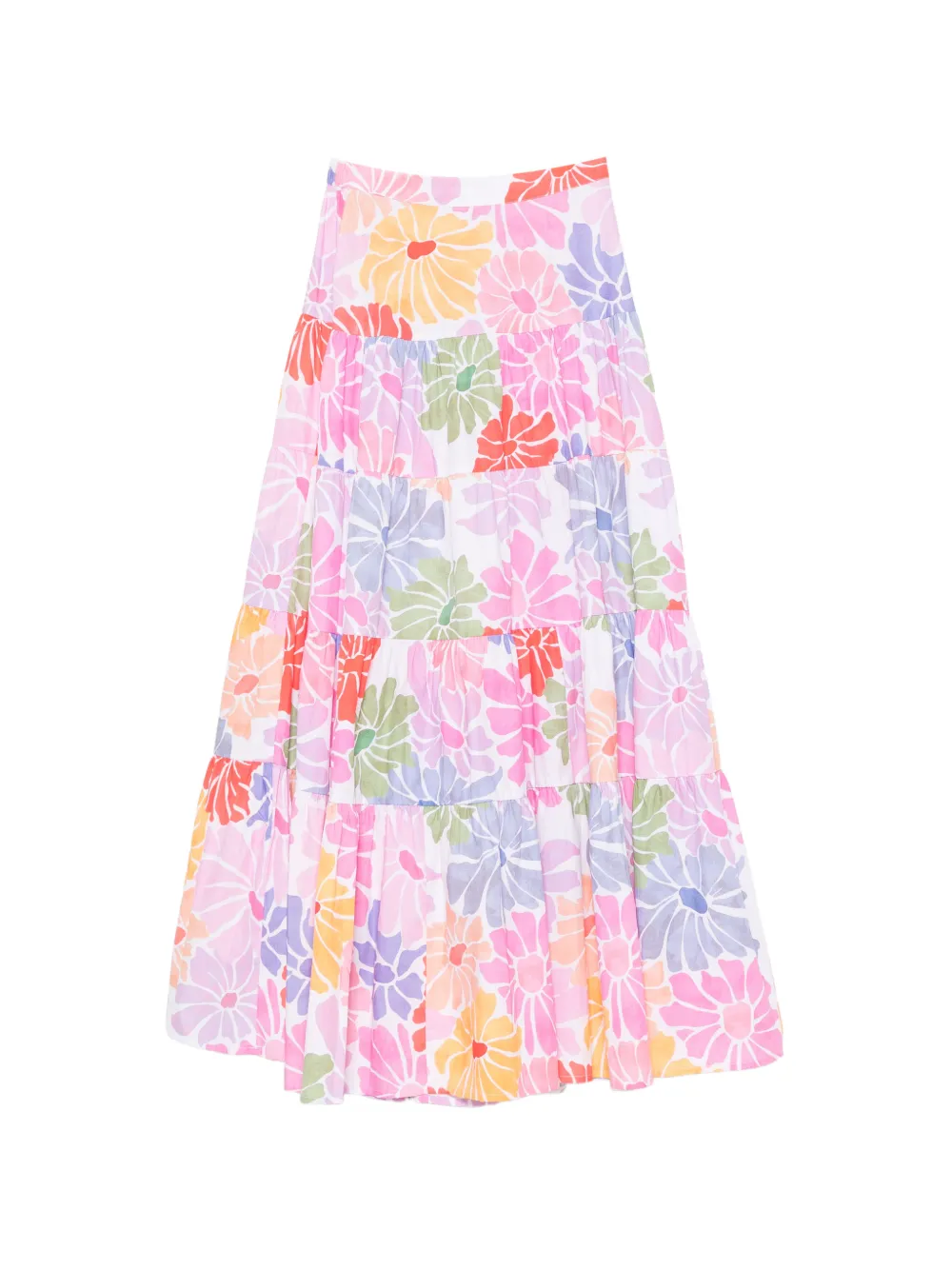 Sundress Odette floral-print tiered maxi skirts - Rosa
