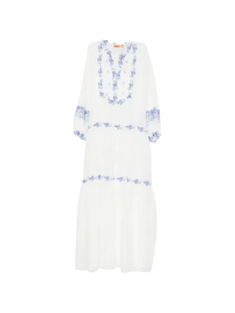 Ermanno Scervino floral-embroidered tiered maxi beach dress 