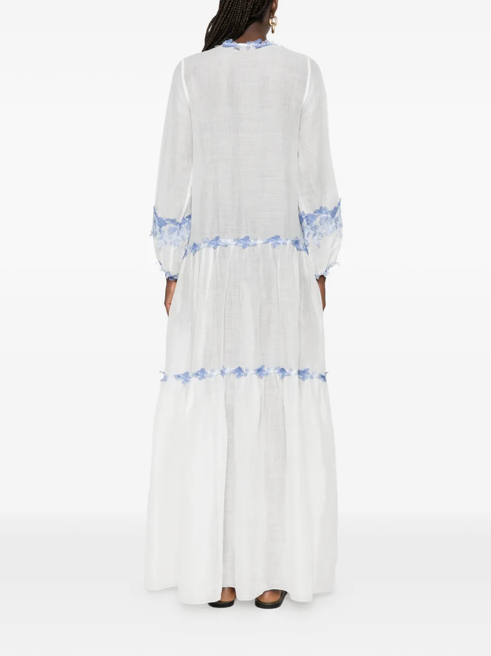 Ermanno Scervino floral-embroidered Tiered Maxi Beach Dress