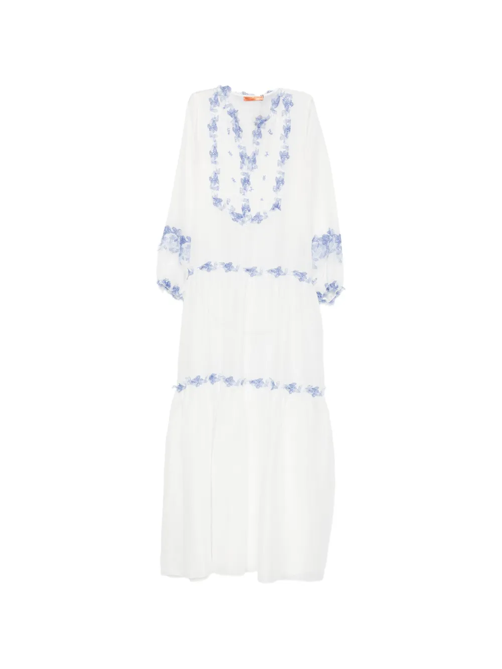 Ermanno Scervino floral-embroidered tiered maxi beach dress - Bianco