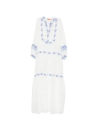 Ermanno Scervino floral-embroidered Tiered Maxi Beach Dress