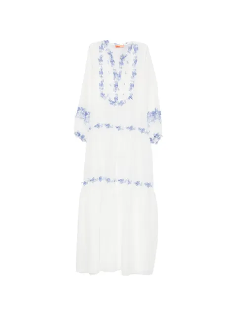 Ermanno Scervino floral-embroidered tiered maxi beach dress 