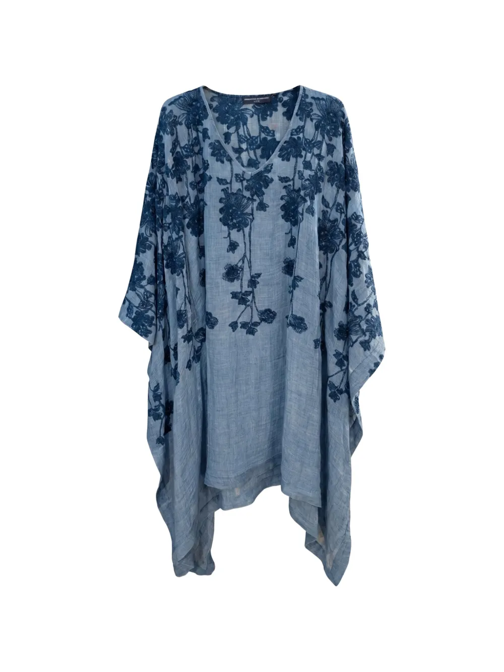 Ermanno Scervino floral-embroidered linen kaftan - Blau