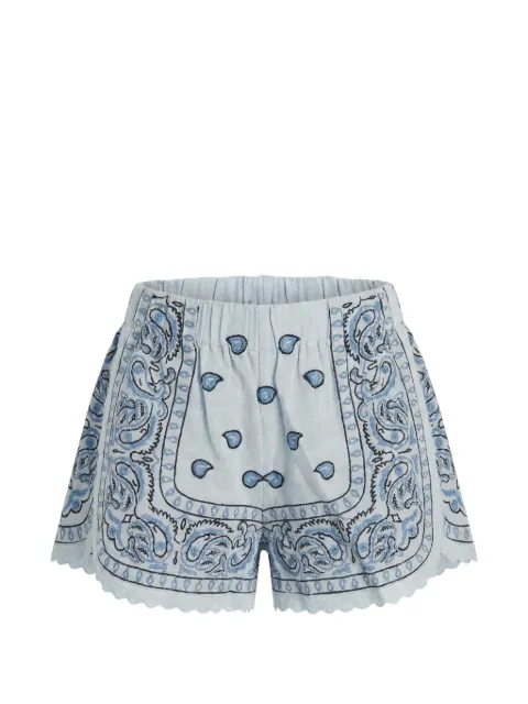 orsina Bandana paisley-embroidered scalloped shorts
