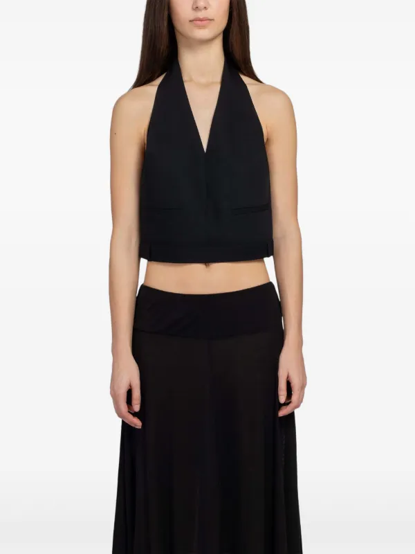 St. Agni Upside Down Halterneck Blouse in Black