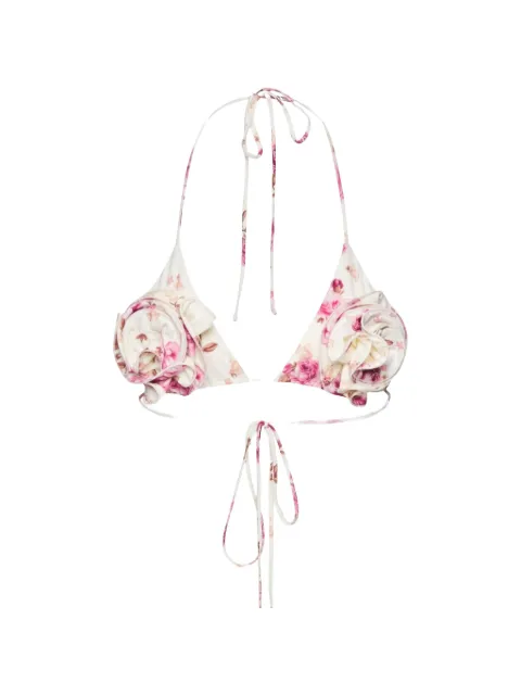 Magda Butrym floral-print 3D-flower bikini top