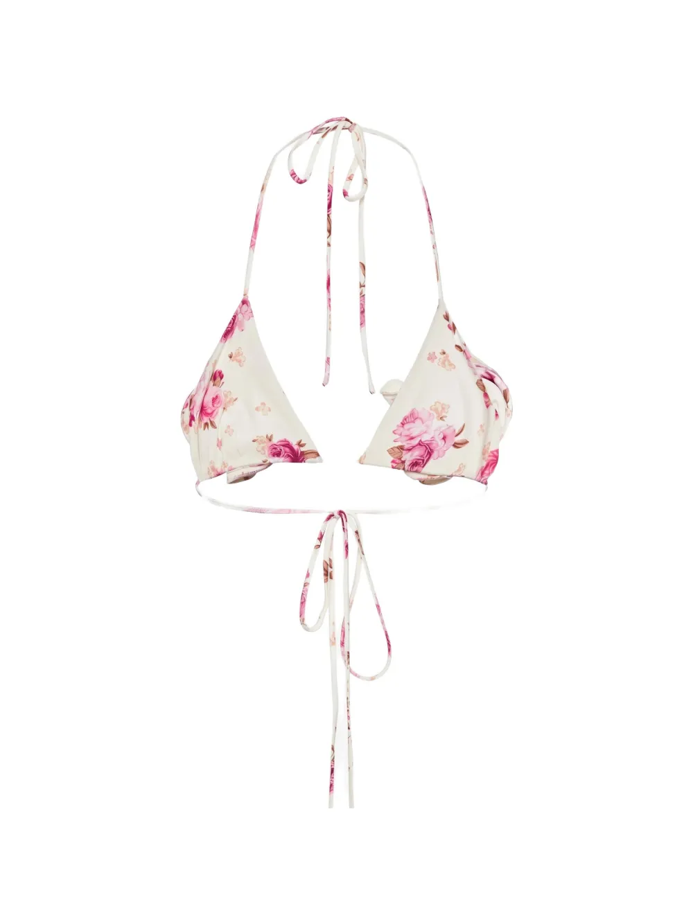 Magda Butrym floral-print 3D-flower bikini top Beige