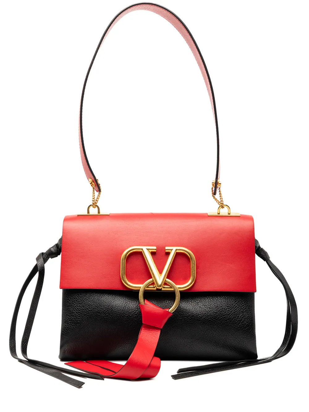 Valentino Garavani Pre-Owned 2018-2026 Small Colorblock Calfskin Vring shoulder bag - Rosso