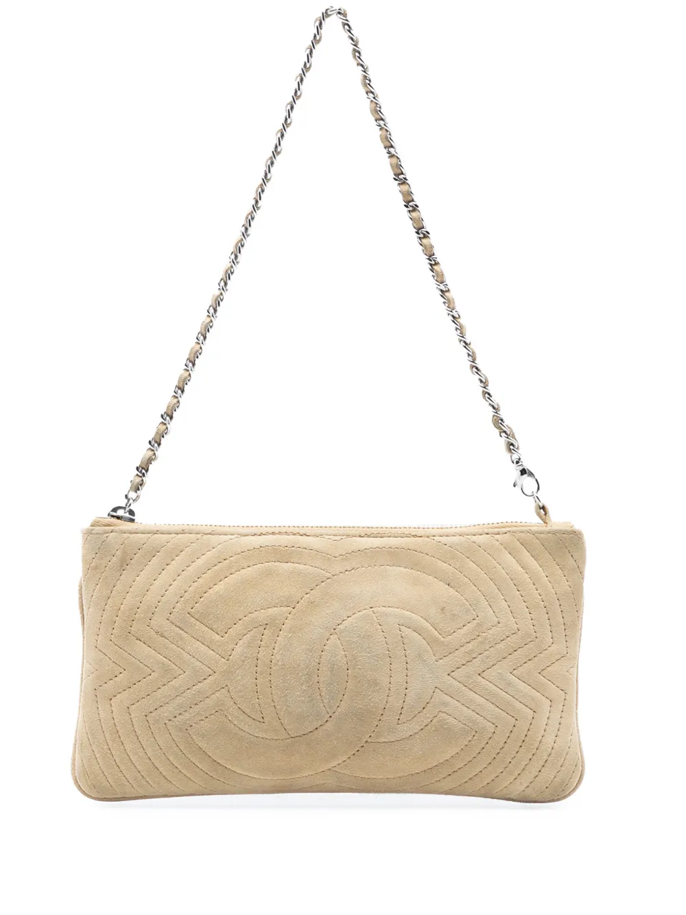 CHANEL Pre-Owned 2004-2005 CC Quilted Suede Pochette shoulder bag - Neutrals