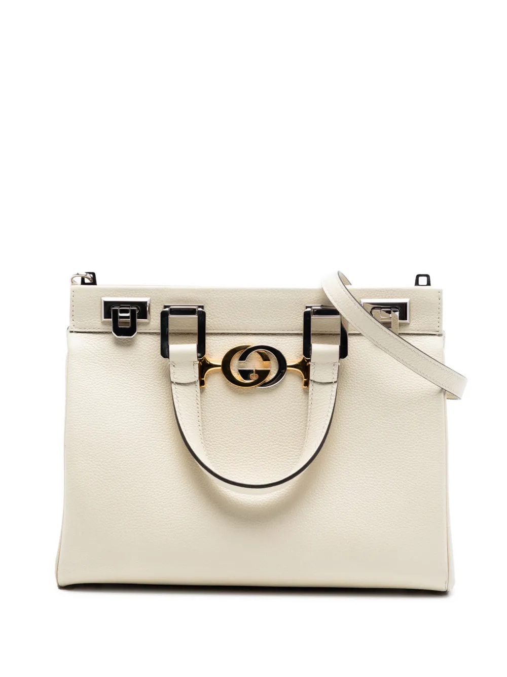 Gucci Pre-Owned 2016-2025 Small Grained Calfskin Zumi Top Handle Bag satchel - Bianco