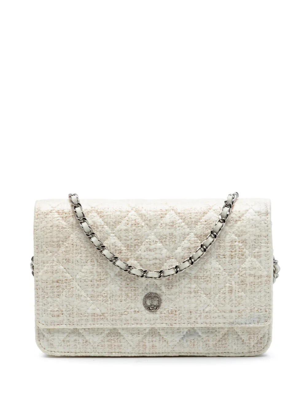 CHANEL Pre-Owned 2012-2013 CC Coated Tweed Wallet On Chain crossbody bag - Brown