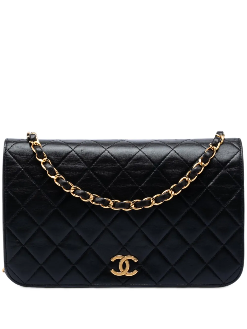 CHANEL Pre-Owned 1994-1996 CC Quilted Lambskin Full Single Flap crossbody bag - Schwarz