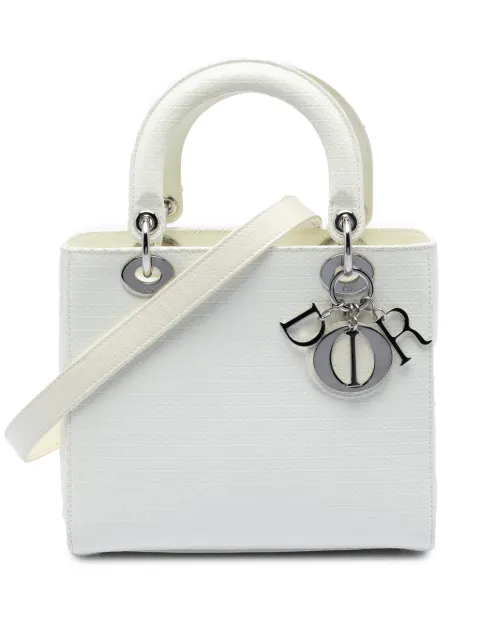 Christian Dior Pre-Owned bolsa satchel Microcannage Lady Dior mediana de charol 2017