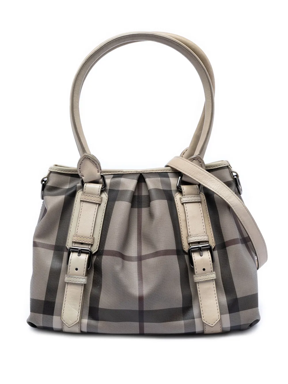 Burberry Pre-Owned 2000-2017 Small Smoke Check Coated Canvas Northfield satchel - Bianco