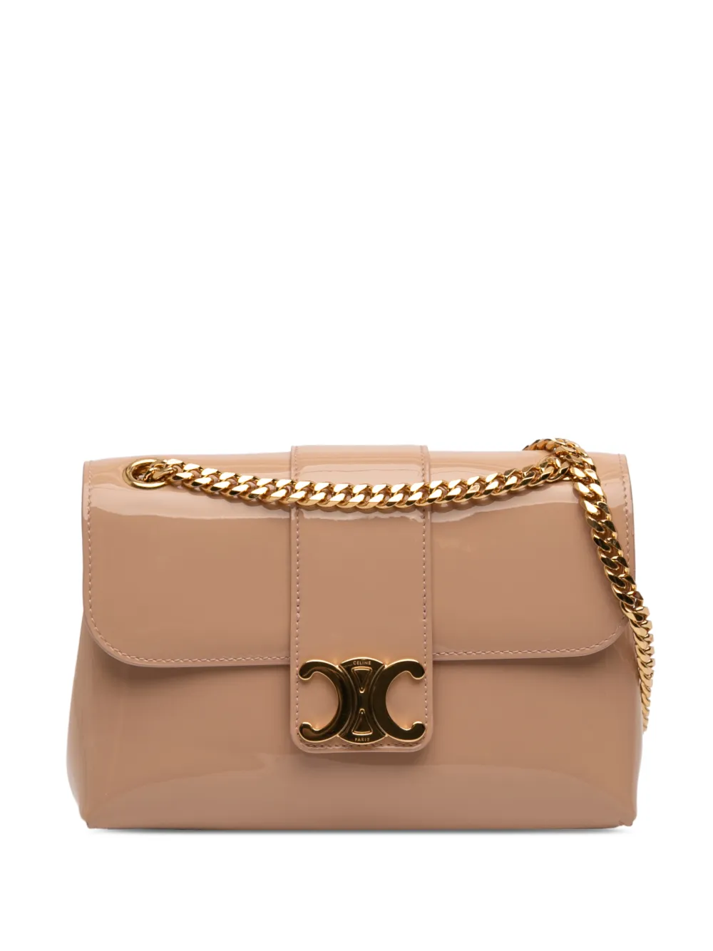 Celine Pre-Owned 2024 Teen Patent Triomphe Victoire Chain shoulder bag - Marrone