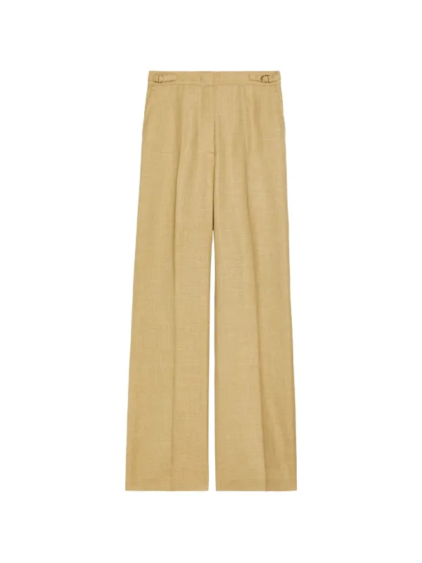 Gabriela Hearst Buckle-detail Pleated Trousers in Neutrals
