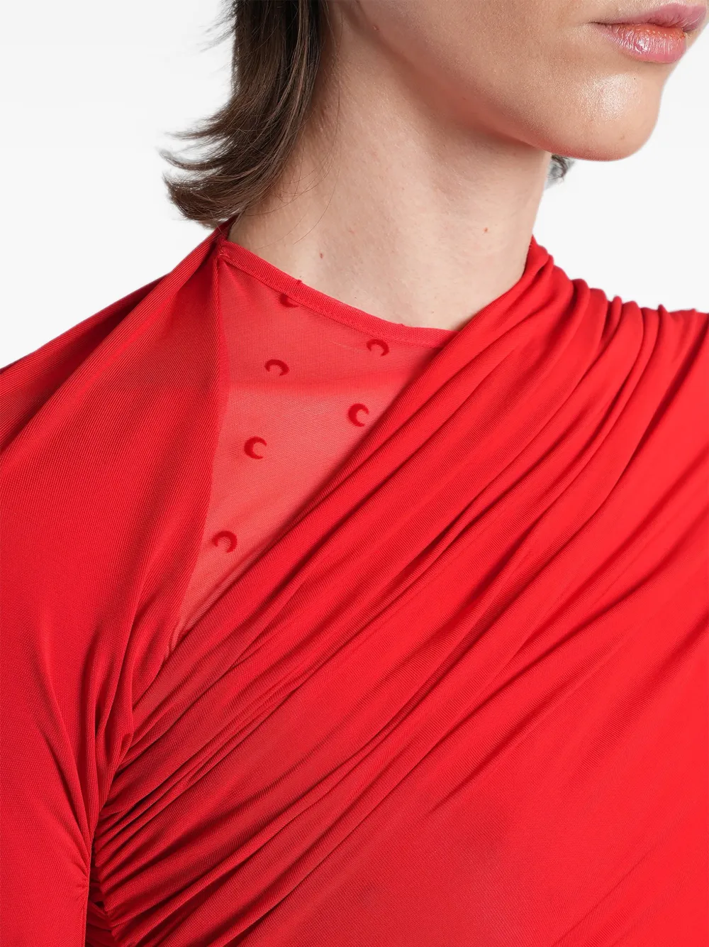 Marine Serre Asymmetrische jurk Rood