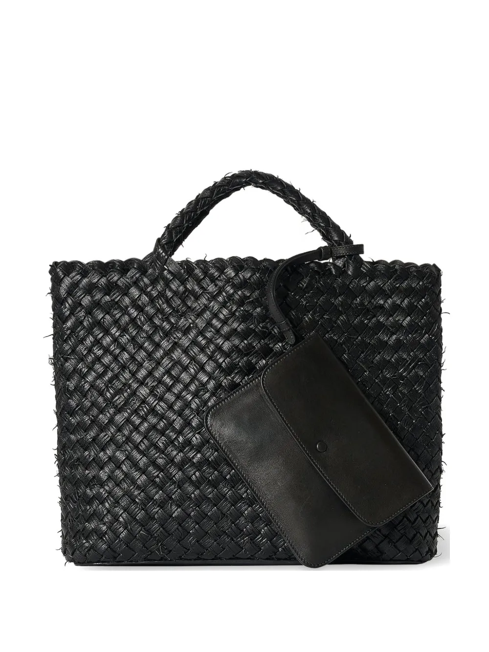 The Row Amber Woven Leather Tote Bag In Black