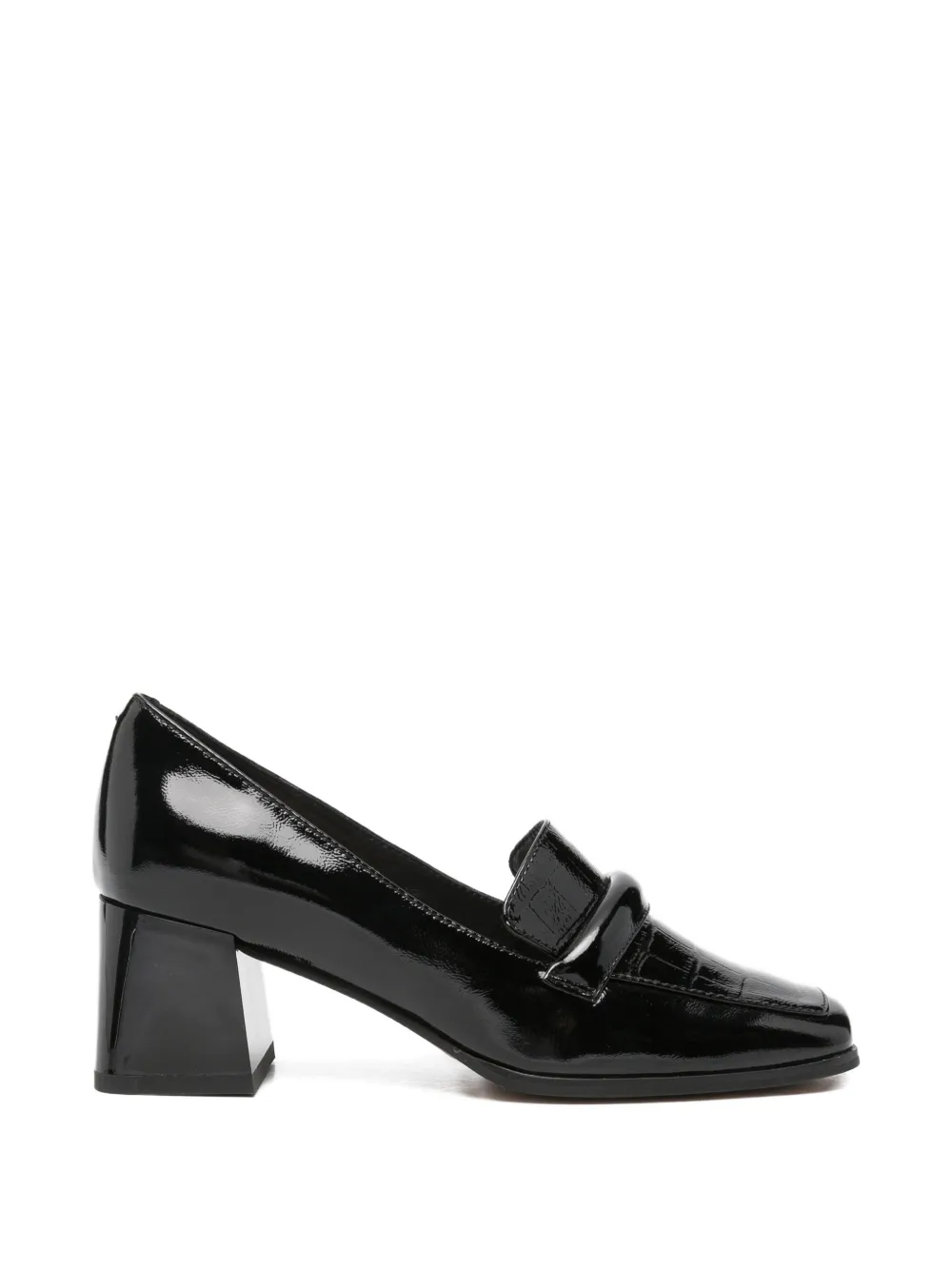 LINDA BAUMANN croc-effect block-heel pumps Zwart