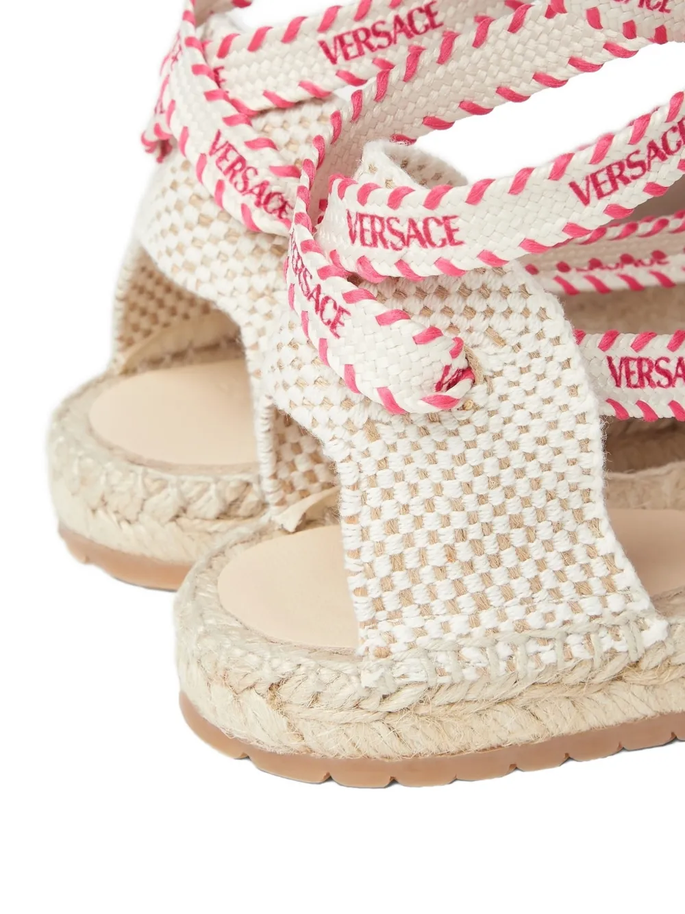 Versace Kids logo-print lace-up sandals Beige