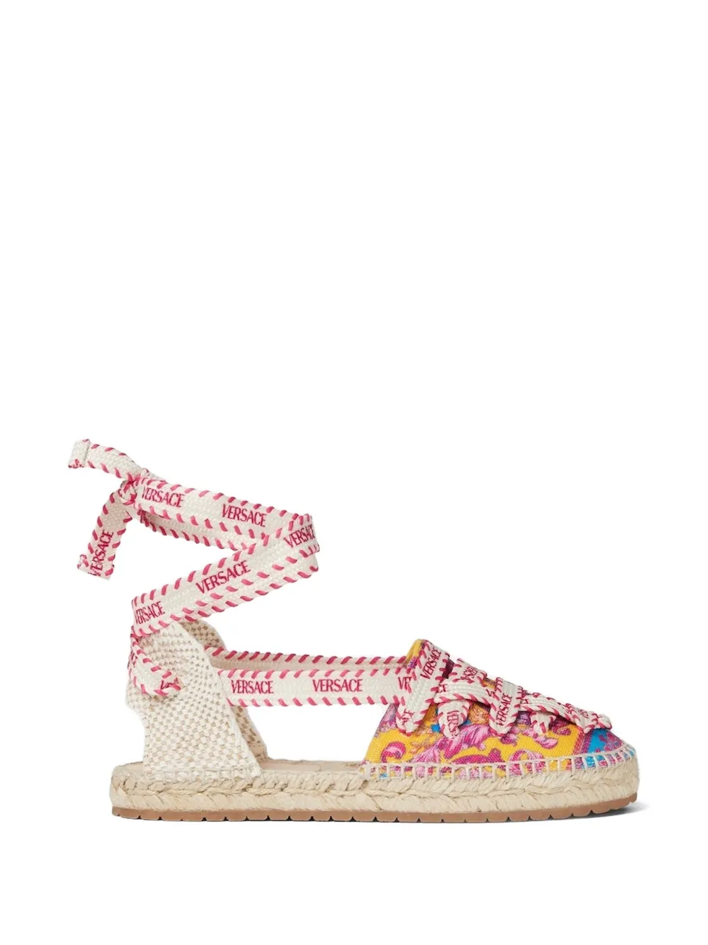 Versace Kids logo-print lace-up sandals - Neutrals