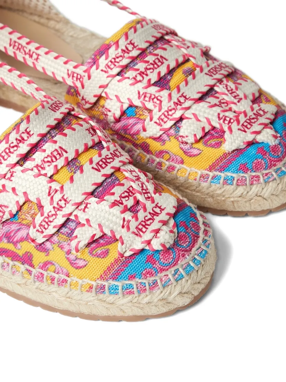 Versace Kids logo-print lace-up sandals Beige