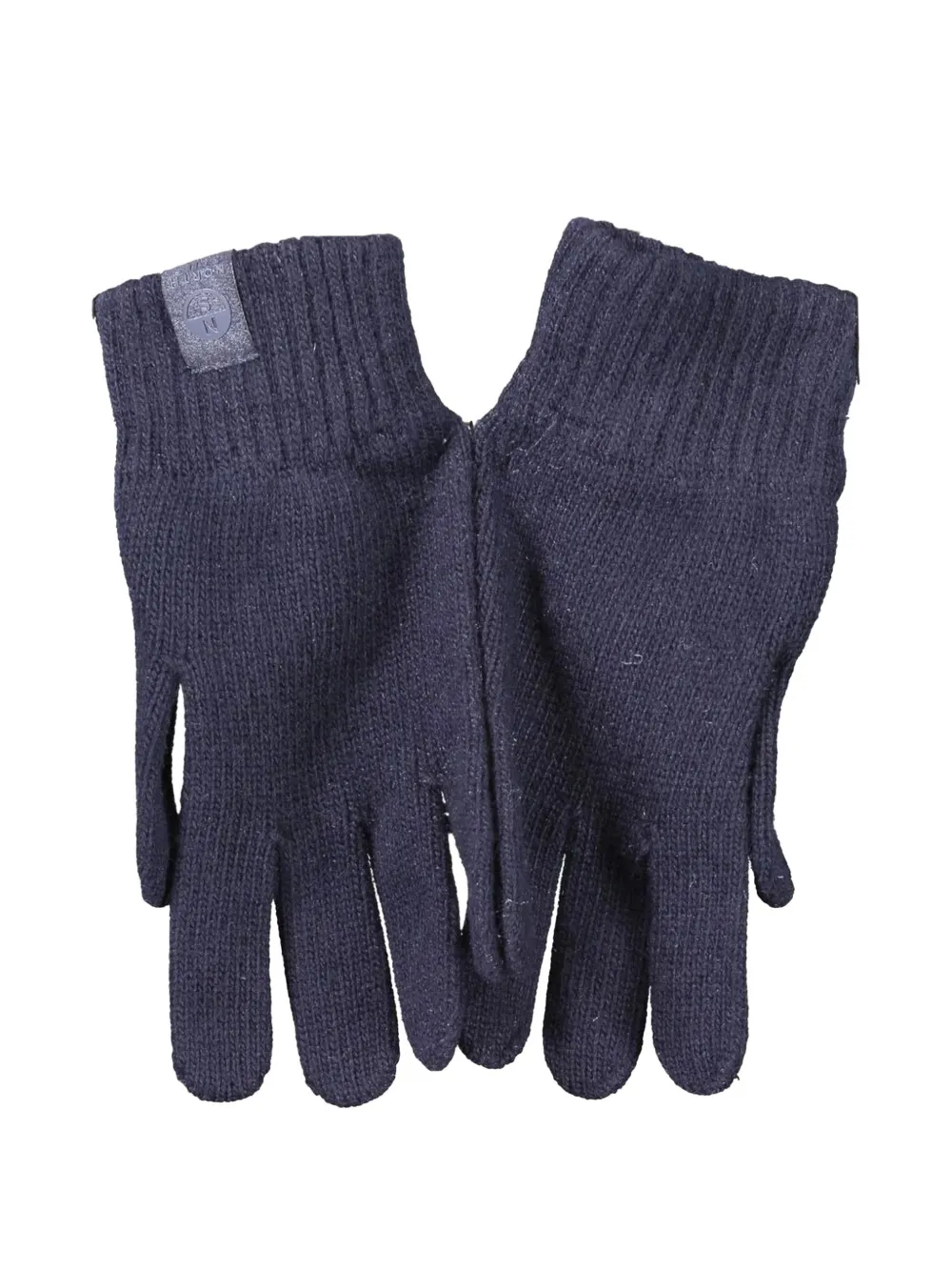 North Sails ribbed-knit logo-patch gloves - Blau