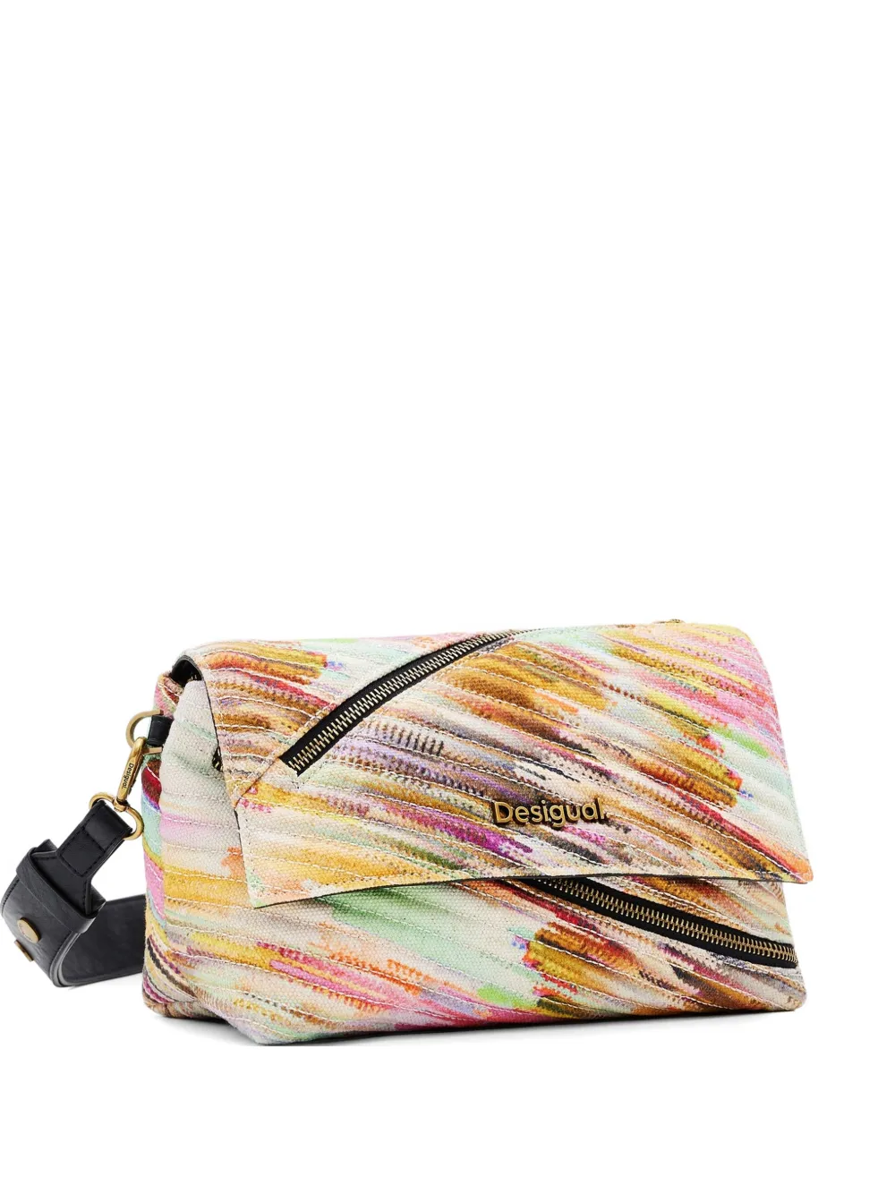Desigual abstract-print foldover tote bag - Nude
