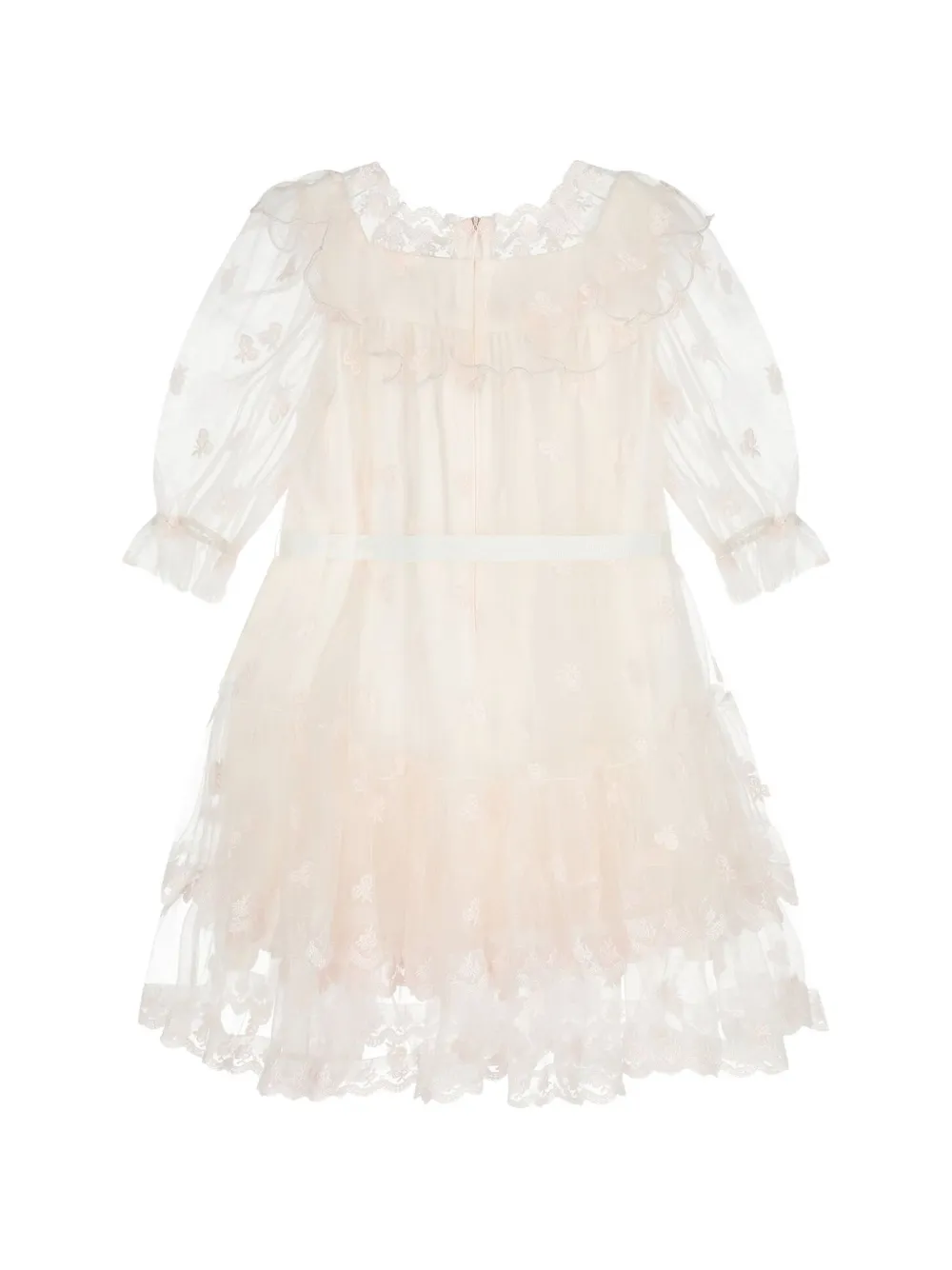 PETITE AMALIE Jurk met afwerking van kant en ruches Beige