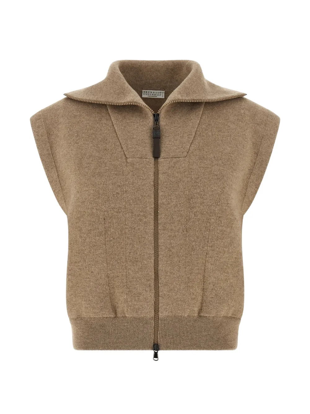 Brunello Cucinelli zip-up sleeveless cardigan - Toni neutri