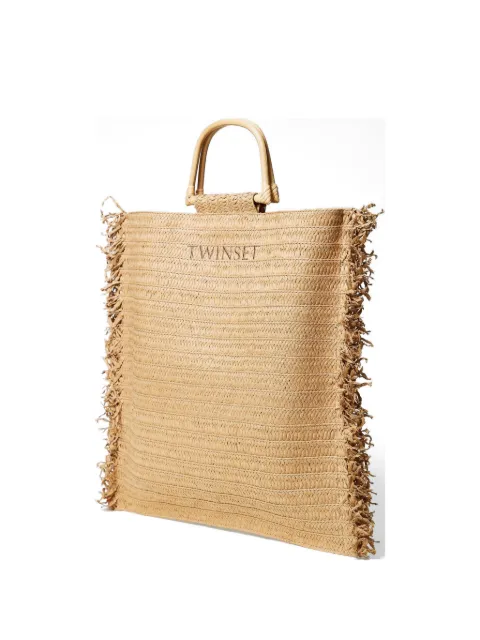 TWINSET fringed woven tote bag