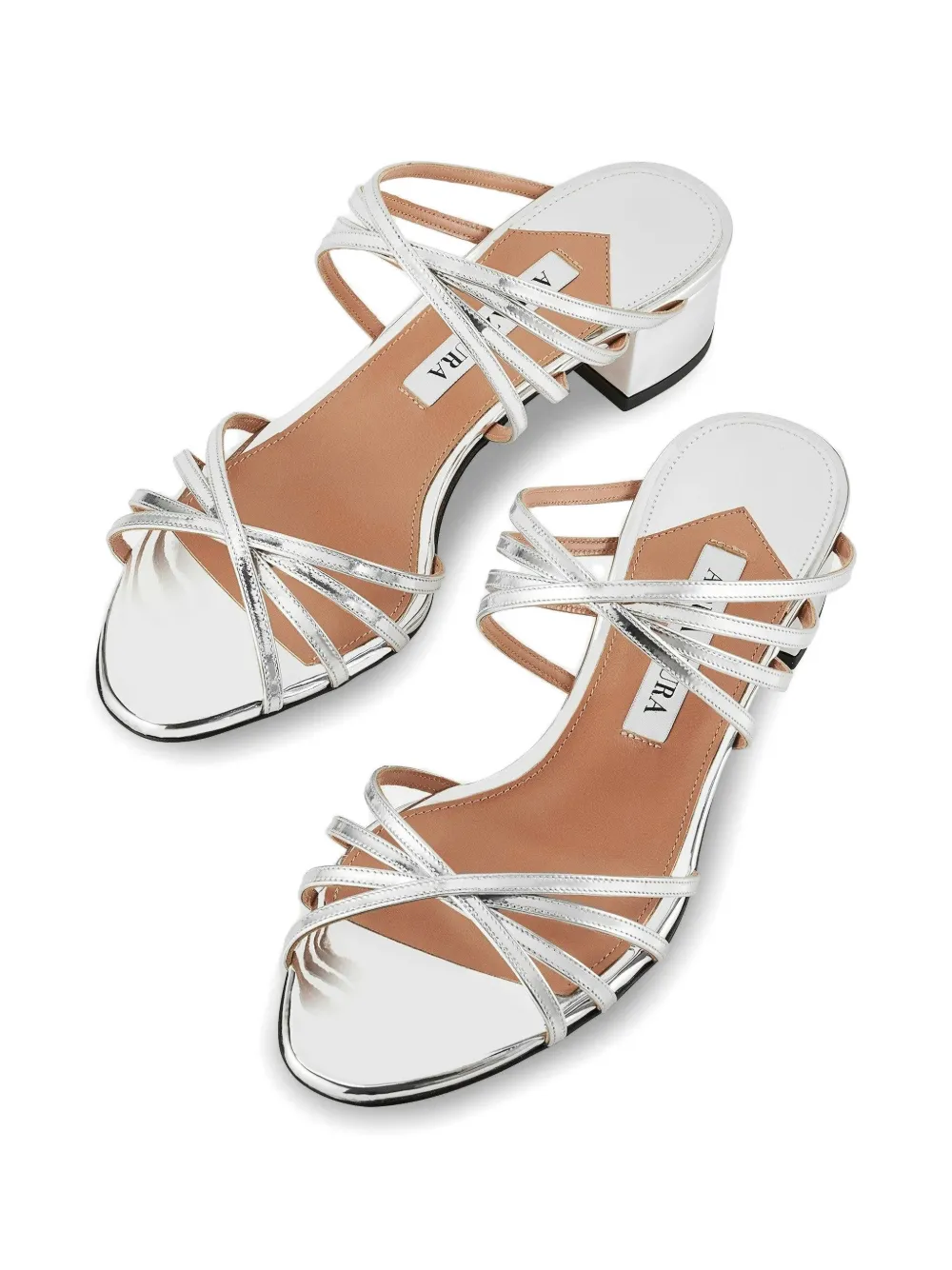 Aquazzura Tell Me multi-strap sandals Zilver