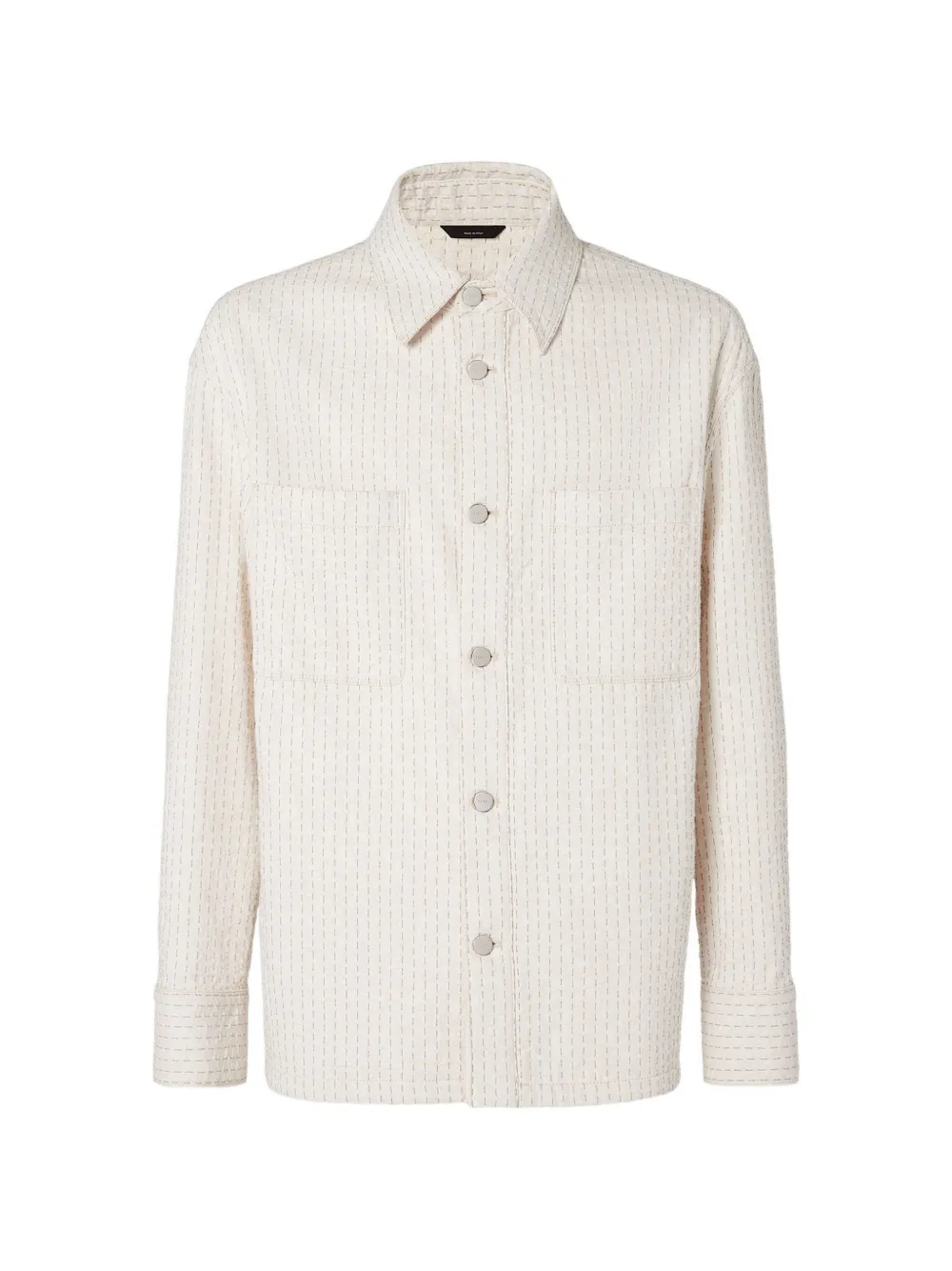 FENDI logo-patch striped shirt - Neutrals