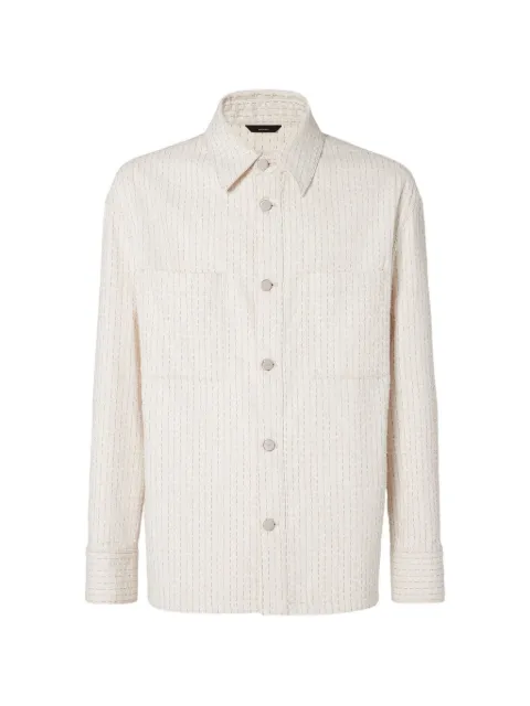 FENDI logo-patch striped shirt