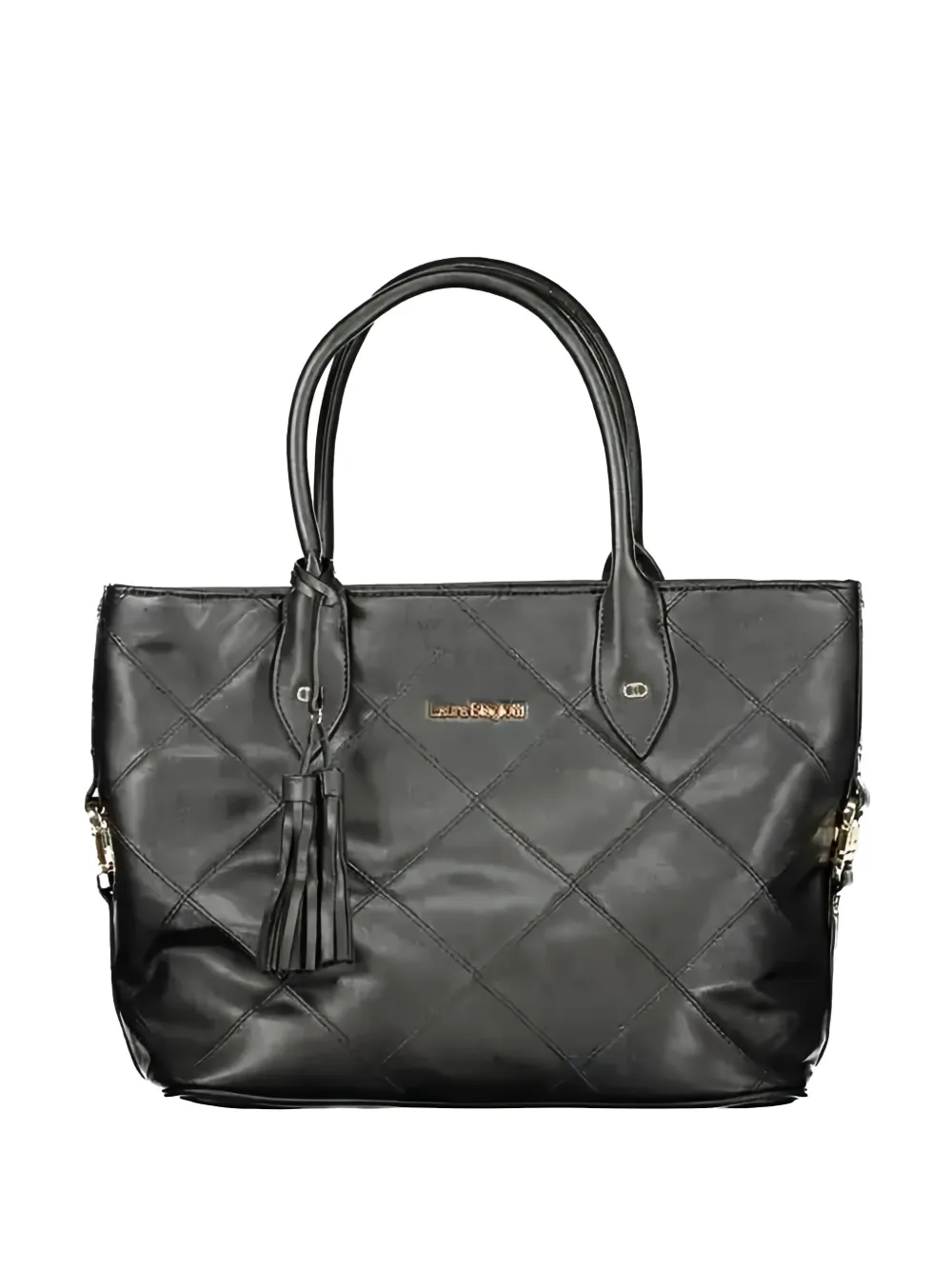 Laura Biagiotti Quilted Tassel-detail Tote Bag In Black