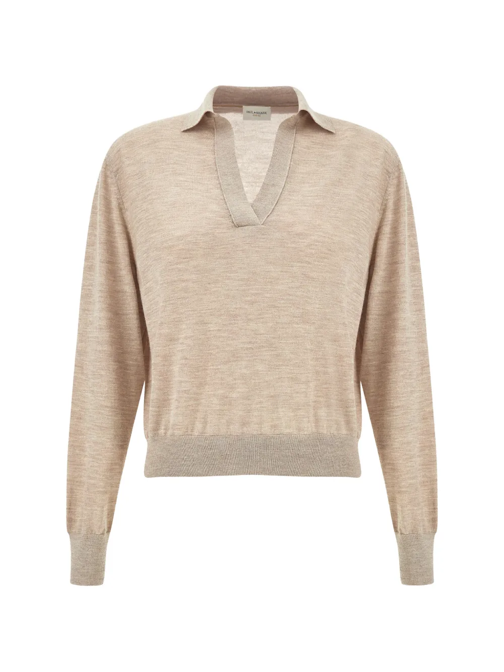Paul & Shark V-neck knitted cashmere polo top - Nude