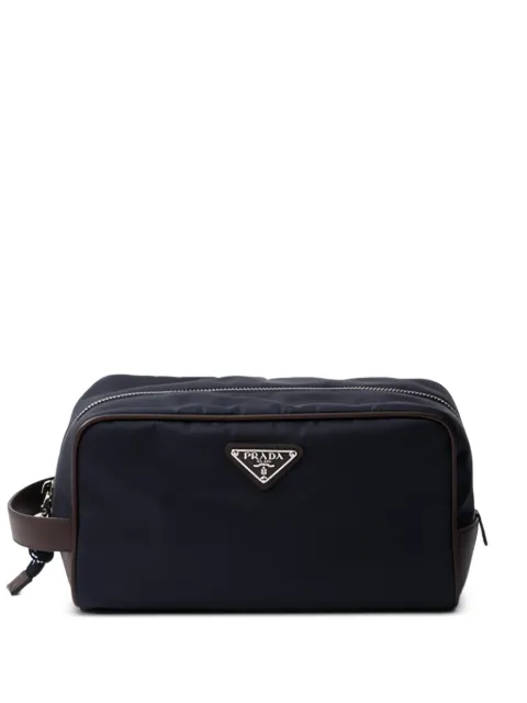 Prada Speedrock Re-Nylon leather-trim clutch bag