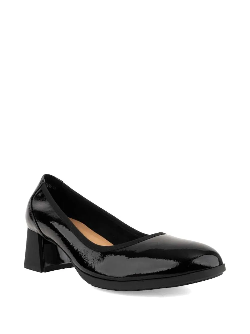LINDA BAUMANN patent-finish block-heel pumps Zwart