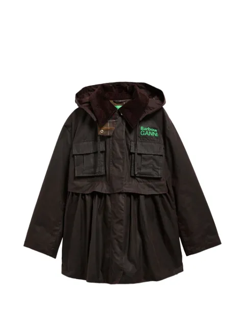 GANNI corduroy-collar hooded coat