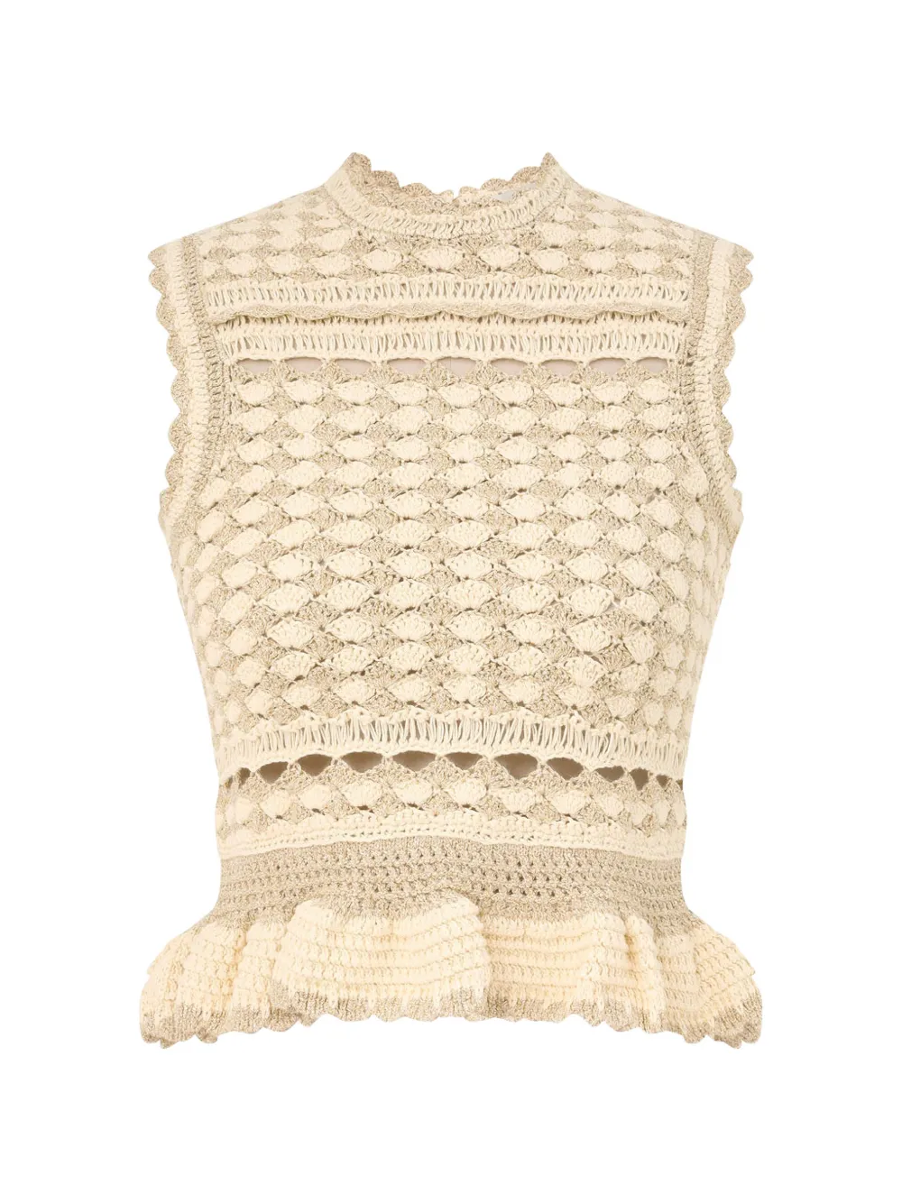 ZIMMERMANN Wanderlust crochet ruffled tank top - Toni neutri