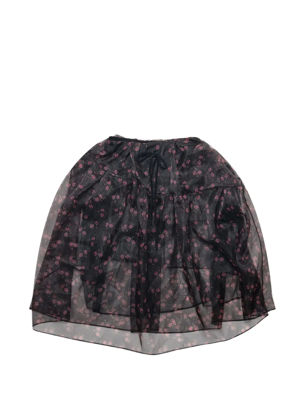 Simone Rocha floral-print tiered mini skirt - Nero