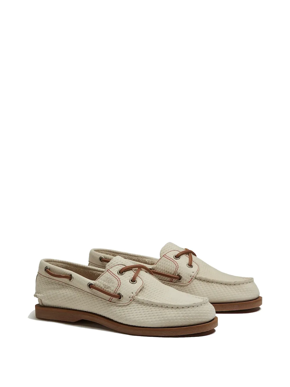 Timberland logo-detail leather boat shoes Beige