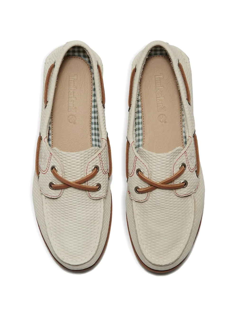 Timberland logo-detail leather boat shoes Beige