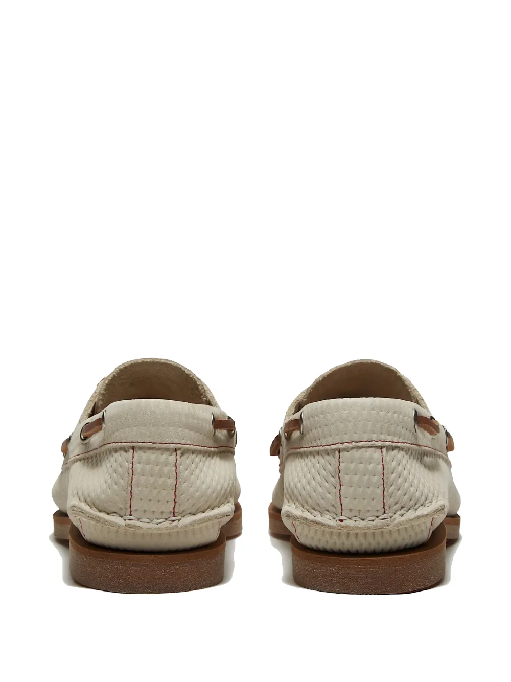 Timberland logo-detail leather boat shoes Beige