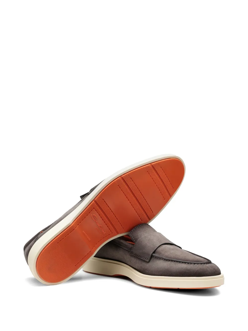 Santoni suede penny loafers Grijs