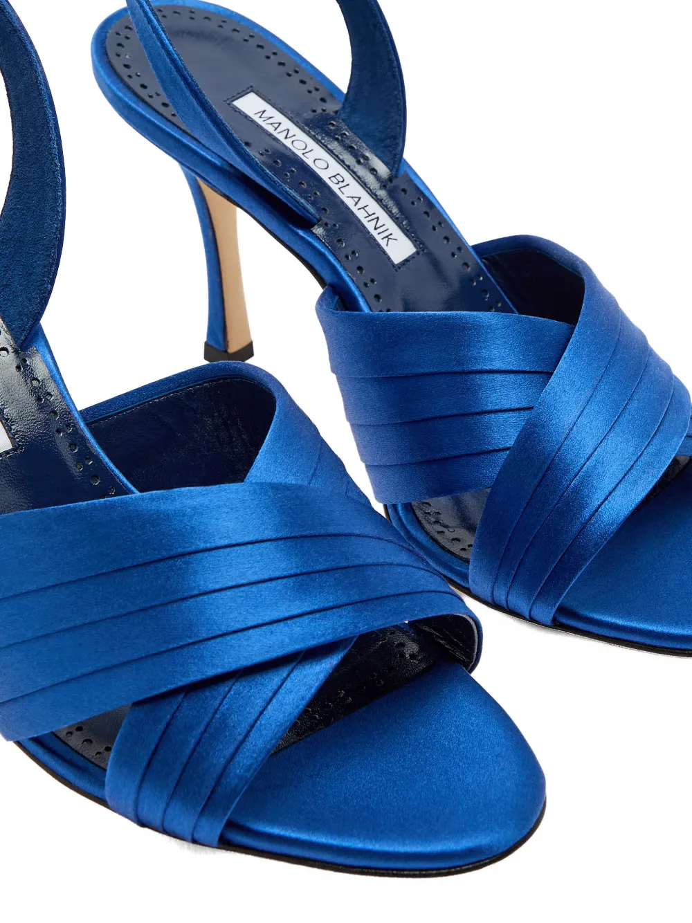 Manolo Blahnik Vierasan pleated crossover-strap sandals Blauw
